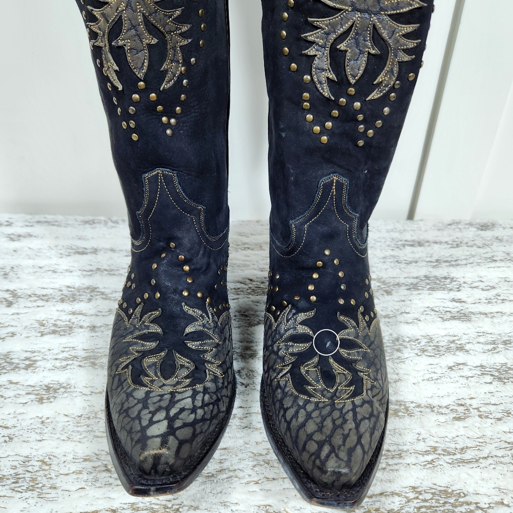 Dan Post "Invy" Studded Western Boots Black Leather DP3582 | Women's Size 8 - Picture 6 of 16